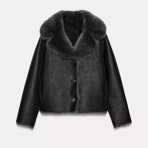 Zara reversible faux suede and faux fur jacket